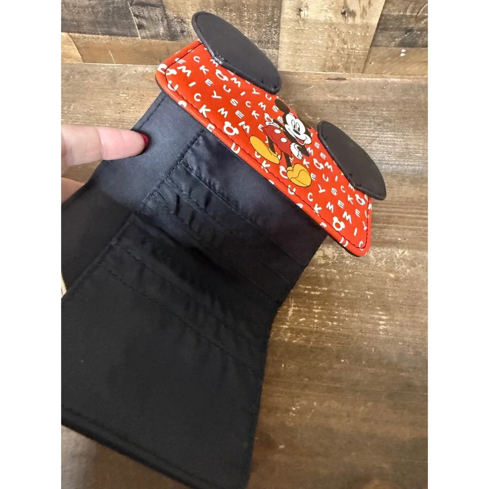 Loungefly Disney Mickey Mouse Red Black Trifold Wallet with 3D Ears New